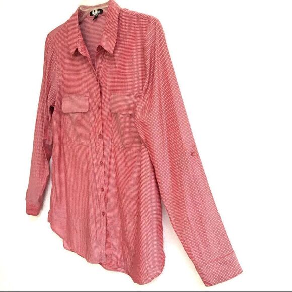 Express micro polka dot roll tab blouse M - Picture 2 of 9